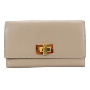 FENDI Beige Leather Peekaboo Wallet
